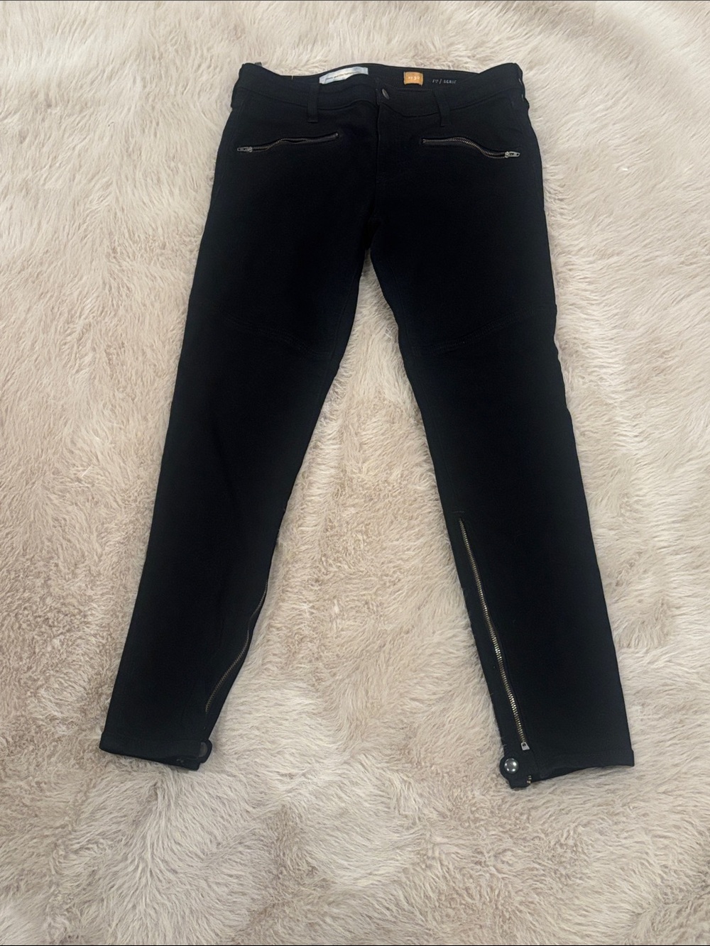 Pilcro Black Skinny Jeans with Ankle Zips and Front Zip Pockets